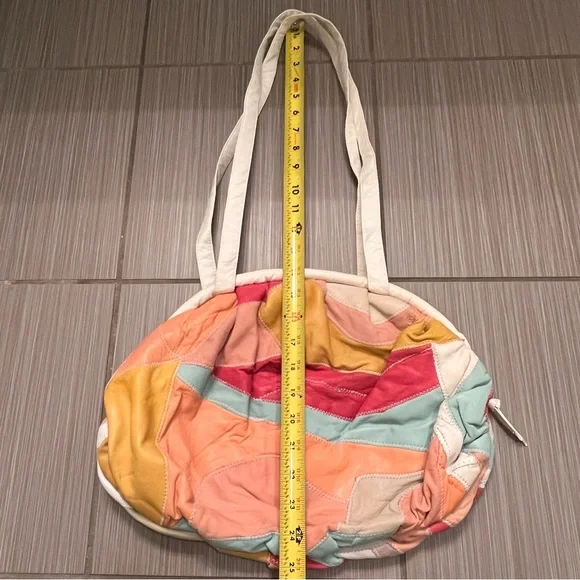 Vintage Leather Patchwork Crossbody Bag rare purse 80s quilt quilted - Picture 5 of 13